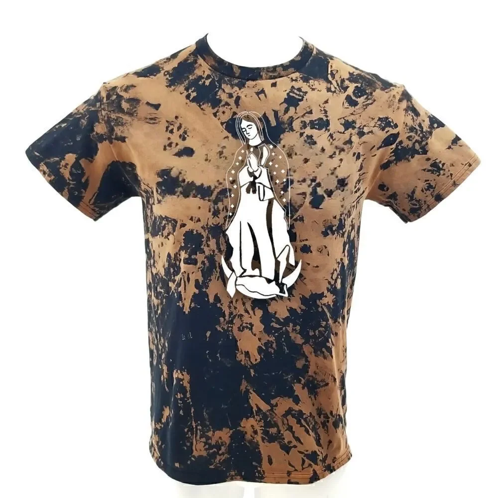LA VIRGEN DE GUADALUPE Acid Washed T-shirt - Rock Tee Rap Tee Band Tee Punk y2k - Picture 1 of 5